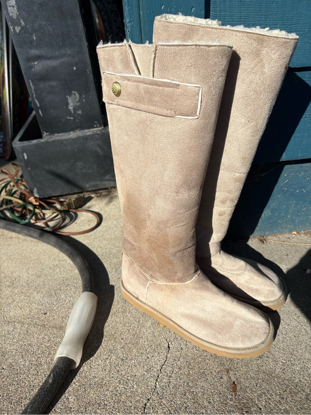 Vince Camuto Tall Suede Boots in Light Beige